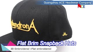 Custom Flat Brim Snapback Hats Embroidery Flat Bill Baseball Cap [upl. by Nicolais]