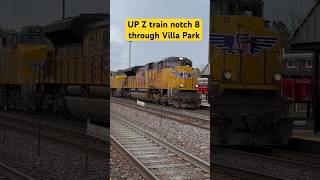 Fast UP intermodal train notch 8 through Villa Park railfanning [upl. by Doubler]