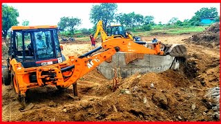 Two JCB Working On The Bank Of A Well दो जेसीबी एक कुएं के किनारे काम कर रही हैं [upl. by Adamec]