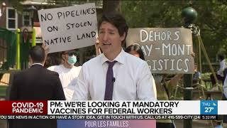 Trudeau looking at mandatory vaccines for public workers [upl. by Dirtsa]