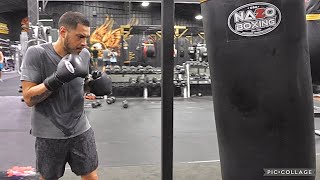 OMAR FIGUEROA MONSTER SHAPE FOR ADRIEN BRONER CLASH  THROWING COMBOS RIPPING THE HEAVY BAG [upl. by Enetsirhc]