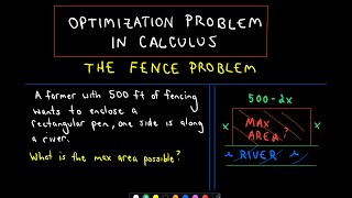 Optimization Problem 4  Max Area Enclosed by Rectangular Fence [upl. by Anbul605]