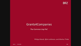 Grants4Companies The Common Lisp PoC [upl. by Anastasius]