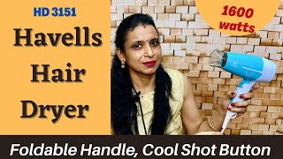 Havells Hair Dryer  HD 3151  Demo and Review in Hindi [upl. by Yemarej]