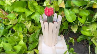 Popsicle Stick Crafting Idea Transform To Flower Pot Easy And Simple [upl. by Yrol]