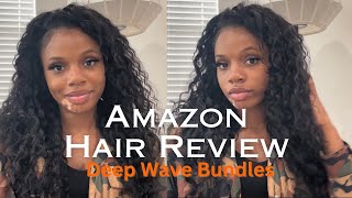 Amazon Deep Wave Hair 2 week Review Amella Hair Review… Flip Over Method Sew In [upl. by Nonnel]