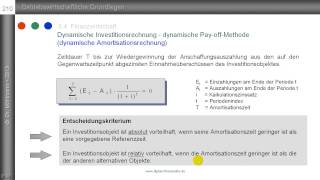 dynamische Amortisationsrechnung  PayoffMethode  Beispiel [upl. by Adiasteb]