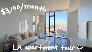 3100month LA apartment tour highrise sky spa movie lounge pool gym simple amp minimal [upl. by Giavani]