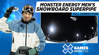 Monster Energy Men’s Snowboard SuperPipe FULL COMPETITION  X Games Aspen 2024 [upl. by Boyce]