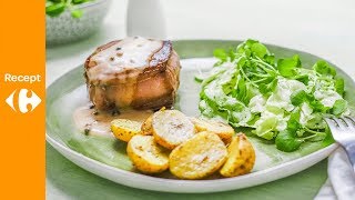 Tournedos met pepersaus en groene salade [upl. by Adian537]