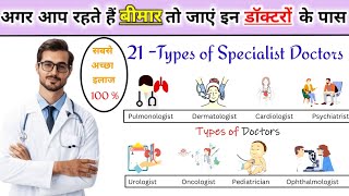 डॉक्टर कितने प्रकार के होते हैं  Types of Doctors  21 Specialist Doctor  Doctor Name  Treatment [upl. by Eelyab]