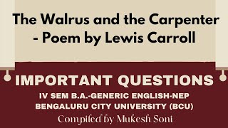 WALRUS AND CARPENTER POEM  IMPORTANT QUESTIONS [upl. by Idnym]