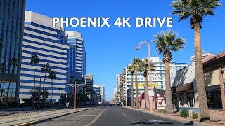 Phoenix 4K Driving Tour  Drive Through Downtown Phoenix [upl. by Annoid247]