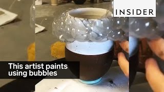 This artist paints her pottery with bubbles [upl. by Nikolas945]