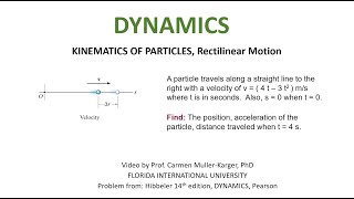 DYNAMICS Example 1211 Straight motion of a particle [upl. by Hussein717]