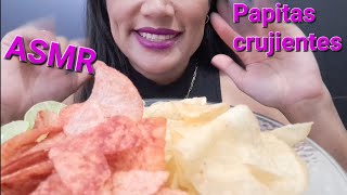 ASMR Comiendo papitas crujientes con salsa picante 🌶 crunchy chips asmr asmrsounds [upl. by Atiram]