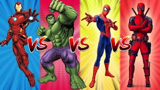 SUPERHEROES COLOR DANCE CHALLENGE Ironman vs Hulk vs Spiderman vs Deadpool [upl. by Eldrid]