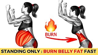 BEST 30 Min STANDING WORKOUT to Lose STUBBORN BELLY FAT  How to Lose Belly Fat in 1 Week at Home [upl. by Etnahc]