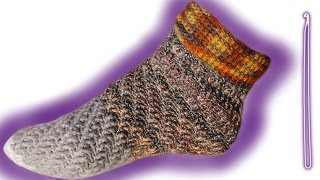 WirbelSocken ohne Ferse häkeln lernen für Linkshänder [upl. by Miharbi]