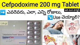 cefpodoxime 200mg tablet in telugu  Uses SideEffects dosedosage etc [upl. by Mw3]