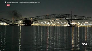 Collapse of Key Bridge in Baltimore after Ship Collision  VOANews [upl. by Seditsira53]