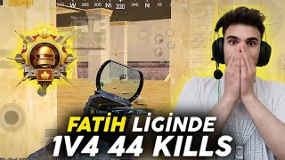 FATIH LIGINDE 1V4 44 KILLS 😈  Pubg Mobile Fatih Ligi One Man Squad Webcam Gameplay [upl. by Zaccaria647]