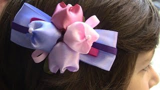 DIY Laço de fitas de cetim com tulipas Passo a Passo  fabric flowers [upl. by Rehpretsirhc]