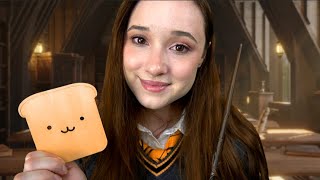 Hufflepuff Student Helps You Relax ASMR Layered Sounds Wooden Tapping Purring Rain Crinkles [upl. by Erdna]