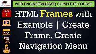 L7 HTML Frames with Example  Create Frame Create Navigation Menu  Web Engineering Lectures [upl. by Wehner]