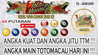 PREDIKSI TOTO MACAU 16 JANUARI 2024  PREDIKSI TOTOMACAUCOM HARI INI  AS KOP KEPALA EKOR MACAU [upl. by Ellora]