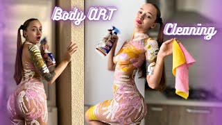 Body Art Mirror Cleaning  Creative Cleaning Tutorial [upl. by Terpstra]