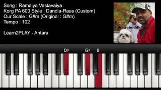 Ramaiya Vastavaiya  Piano Tutorial  Slow Play  EZ Piano  Lighted Keys  Notes  Notation  Easy [upl. by Cagle]