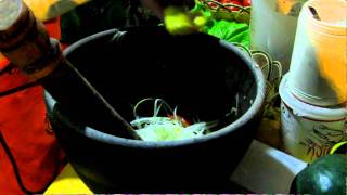 Lao Food  Green Papaya Salad in Vang Vieng for a tourist [upl. by Aiak582]