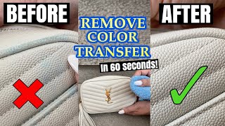 HOW TO REMOVE COLOR TRANSFERDENIM STAINS FROM LEATHER BAGS in 60 seconds  EASY TRICK [upl. by Ryter]