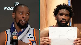 Kevin Durant couldnt believe Embiid dropped 70 points FULL Postgame Interview [upl. by Leary]