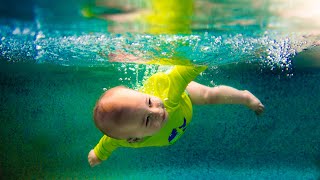 Teaching babies to survive in water  ISR ISR watersafety drowningprevention [upl. by Anirdnaxela]