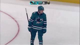 Macklin Celebrini with a bullet for his 1st unofficial goal as a San Jose Shark [upl. by Yticilef]