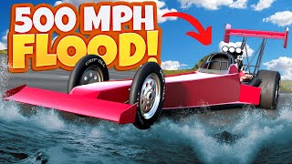 Escaping a 500 MPH FLOOD in a Dragster in BeamNG Drive Mods [upl. by Earized]