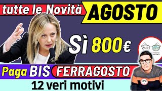 AGOSTO ➜ Sì BONUS 500€ 800€ e DATE PAGAMENTI INPS ADI ASSEGNO UNICO PENSIONI NASPI SFL INVALIDI [upl. by Willy748]