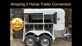 2 horse trailer conversion Gloss White with Wellington Brown wood [upl. by Arick]