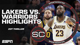 Lakers vs Warriors comes down to the final seconds in 2OT HIGHLIGHTS  SportsCenter [upl. by Adnirem]