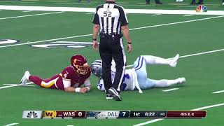 Randy Gregory lays next to Taylor Heinicke after hit [upl. by Laurentia]