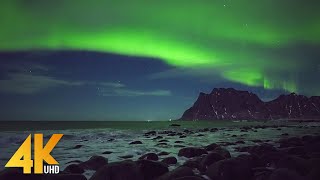 Incredible Aurora Borealis 4K UHD Relaxation Film  Real Time Northern Lights in Arctic Norway [upl. by Idna890]