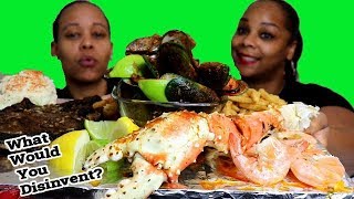 King Crab Seafood Boil Mukbang  Green Lips mussels and Steak [upl. by Woodruff125]