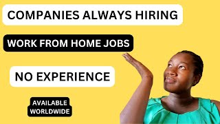 Top Companies Hiring Remote Jobs Work From Home Available Worldwide [upl. by Sivatco]