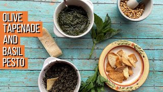 How to Make Black Olive Tapenade  Simple Basil Pesto [upl. by Ynottirb68]