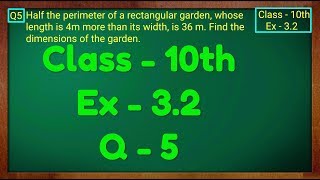 Class  10th Ex  32 Q5 Maths Pair of Linear Equations in Two Variables NCERT CBSE [upl. by Nileuqaj]