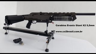 Carabina de pressão PCP Evanix Giant X2 55mm full auto wwwco2brasilcombr [upl. by Alyahc]