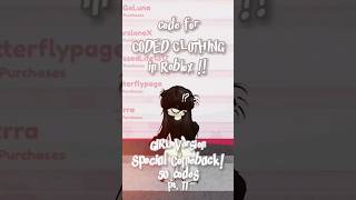 SPECIAL COMEBACK PART‼️ — pt11 • 50 codes for GIRLS🙇🏻‍♀️ in Coded Clothing Mall v3 in Roblox ‼️ [upl. by Aima58]