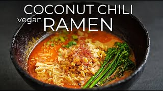 MOST FLAVORFUL BROTH EVER CRAZY TASTY Coconut Chili Vegetarian Ramen Recipe [upl. by Carnahan]